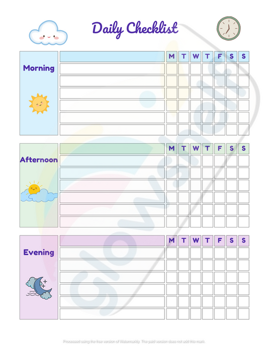 Kids Daily Activity Checklist – Printable Planner for Morning, Afternoon & Evening Tasks