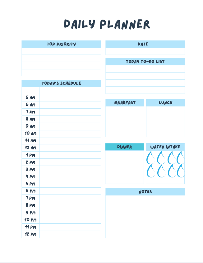 Daily Planner – 35 Page Printable Productivity Organizer